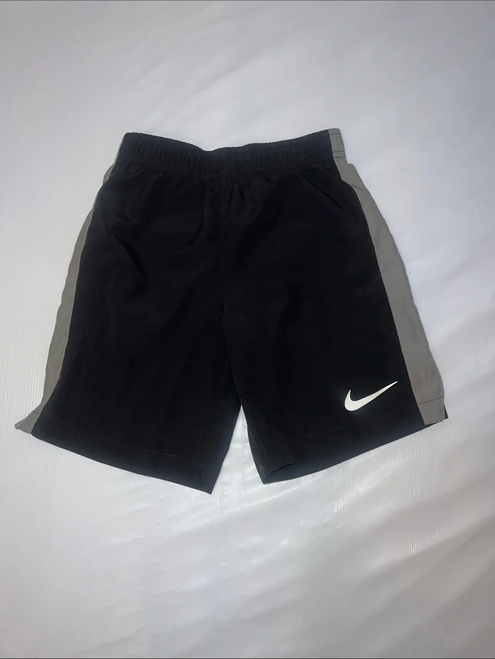 Nike Black Shorts with Gray Side Panels and White Swoosh